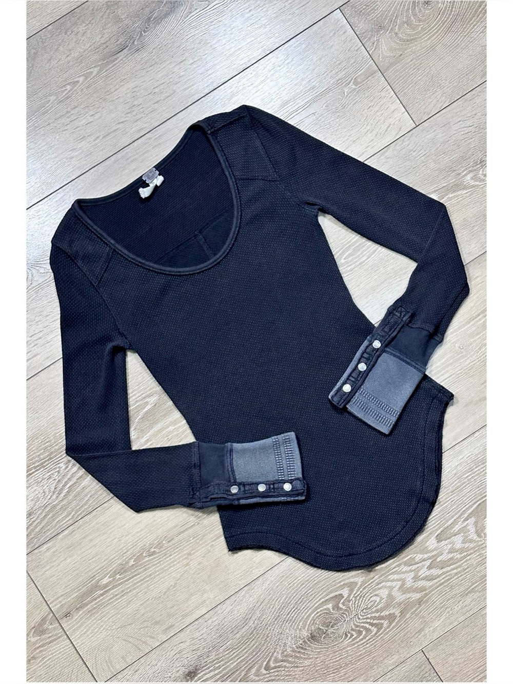 We The Free Washed Black Moto Motor Cuff Textured Thermal